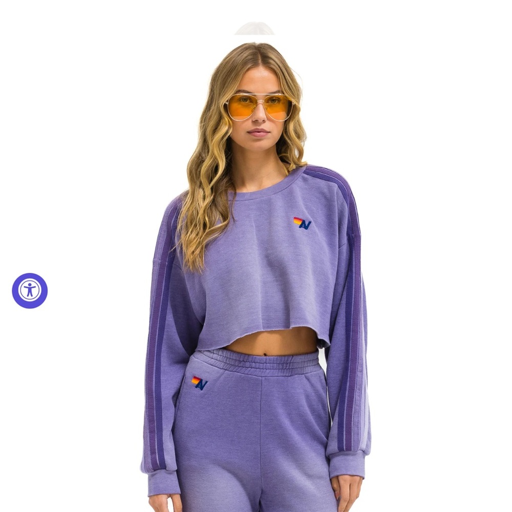 NWT aviator nation cropped crew faded grape size S